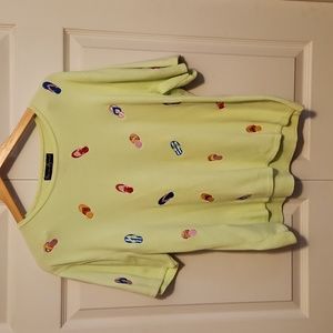 Mercer & Madison Embroidered Flip Flop Sandal Sweater 1x